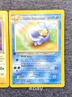 Pokemon Card 1st Edition Light Jolteon, Light Flareon, Light Vaporeon Set Of 3