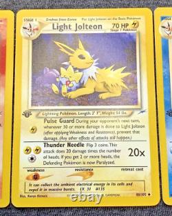 Pokemon Card 1st Edition Light Jolteon, Light Flareon, Light Vaporeon Set Of 3