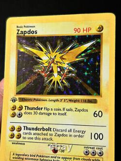 Pokemon Card 1st Edition Zapdos Base Set (Shadowless) 16/102 Holo Rare