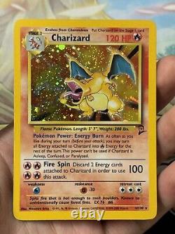 Pokemon Card Charizard Base Set 2 4/130 Holo Rare Swirl