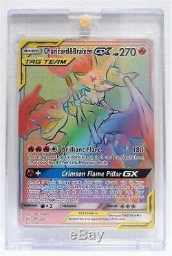 Pokemon Card Charizard & Braixen GX 251/236 Rainbow Hyper Rare SM Cosmic Eclipse