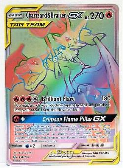 Pokemon Card Charizard & Braixen GX 251/236 Rainbow Hyper Rare SM Cosmic Eclipse
