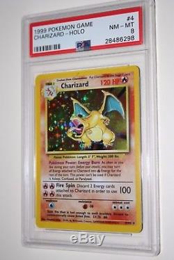 Pokemon Card Charizard Holo Rare Base Set Unlimited 4/102 PSA 8 NM-MINT 1999