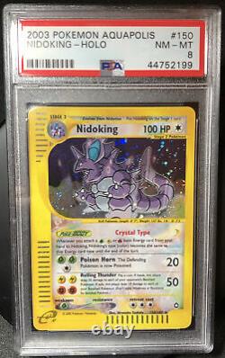 Pokemon Card Crystal Nidoking PSA 8 Secret Holo Rare 150 Aquapolis 2003