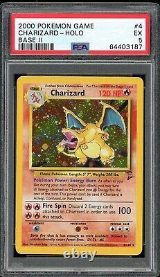 Pokemon Card PSA 5 Charizard Holo #4/130 WOTC Vintage Base Set 2