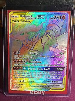 Pokemon Card Reshiram & Charizard GX Secret / Rainbow Rare #217 SM UB Mint