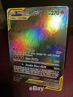 Pokemon Card Reshiram & Charizard GX Secret / Rainbow Rare #217 SM UB Mint