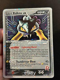 Pokemon Card Rocket's Raikou ex Deoxys HOLO BLEED 108/107 Secret Rare SWIRLS