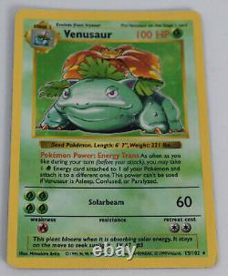 Pokemon Card Venusaur Holo Base Shadowless 1999 15/102 MP