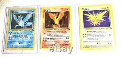 Pokemon Cards Original Legendary Birds Zapdos Articuno Moltres Fossil Holo