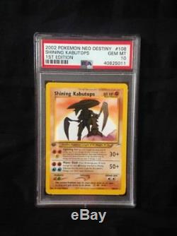 Pokemon Neo Destiny 1st Ed. # 108/105 Shining Kabutops ultra rare card PSA 10