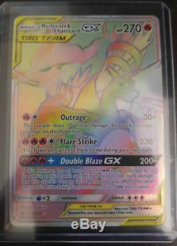 Pokemon Reshiram & Charizard Tag Team GX Card, Rainbow Rare, right out of pack