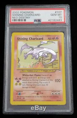 Pokemon Shining Charizard 107 / 105 PSA 10 Secret Rare Holo Card Gem Mint 10