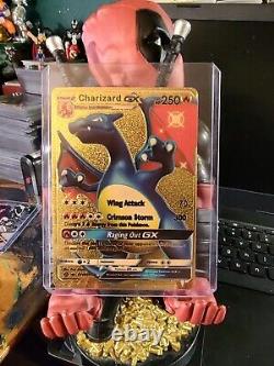 Pokémon TCG Charizard GX Hidden Fates SV49/SV94 Gold Holo Full Art Fan Art Card