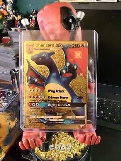 Pokémon TCG Charizard GX Hidden Fates SV49/SV94 Gold Holo Full Art Fan Art Card