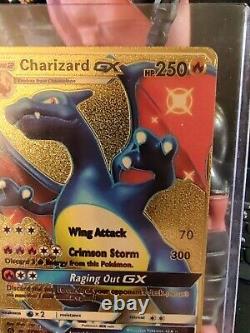 Pokémon TCG Charizard GX Hidden Fates SV49/SV94 Gold Holo Full Art Fan Art Card