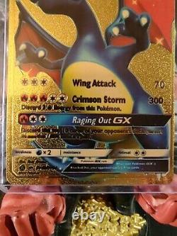 Pokémon TCG Charizard GX Hidden Fates SV49/SV94 Gold Holo Full Art Fan Art Card