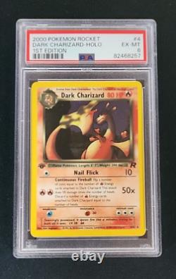 Pokemon Team Rocket 1st Edition Dark Charizard Holo Rare Card 4/82 Graded PSA 6