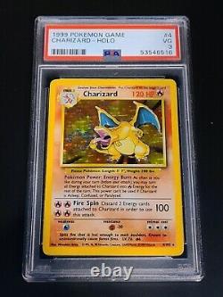 Pokemon card Charizard fire Base Set 4/102 holo rare PSA 3