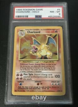 Psa 8 NM-MT Charizard Base Set Unlimited Holo #4 Pokemon Card 1999 WOTC