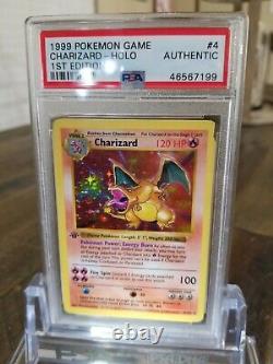 Psa-authentic- 1st Edition Base Set Shadowless Charizard Pokemon Card 4/102