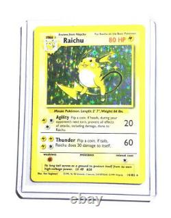 RAICHU 14/102 Base Set Holo Pokemon Card EXC / NEAR MINT