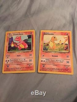 RARE Original 1999 Charmeleon (24/102) + Charmander (46/102) Pokemon Cards MINT