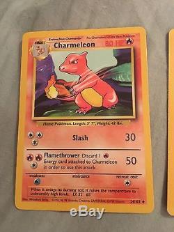 RARE Original 1999 Charmeleon (24/102) + Charmander (46/102) Pokemon Cards MINT