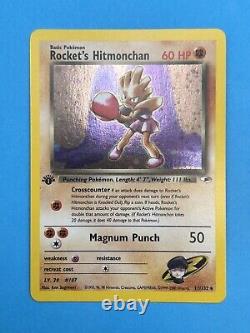 ROCKET'S HITMONCHAN Pokemon Card WOTC 1st Edition Gym Heroes 11/132 NM