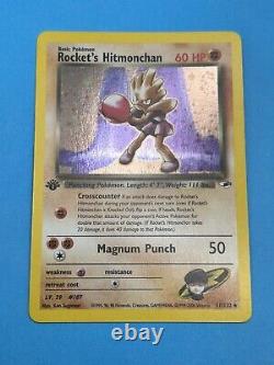 ROCKET'S HITMONCHAN Pokemon Card WOTC 1st Edition Gym Heroes 11/132 NM