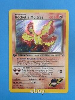 ROCKET'S MOLTRES Pokemon Card WOTC 1st Edition Gym Heroes 12/132 NM