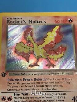 ROCKET'S MOLTRES Pokemon Card WOTC 1st Edition Gym Heroes 12/132 NM