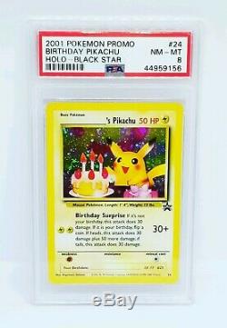 Rare Birthday Pikachu Classic Pokemon Card Holo Black Star Promo #24 Psa Foil