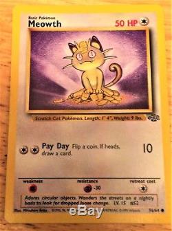Rare ERROR Pokemon Card 56/64 Meowth MISPRINT OOAK