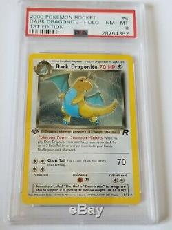 Rare First Edition Dark Dragonite 5/82 Team Rocket Pokemon Card Holo PSA 1st Ed