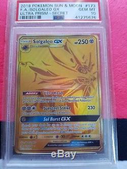 Sale! PSA 10 Pokemon ULTRA PRISM Solgaleo GX 173/156 SECRET RARE GOLD CARD MINT