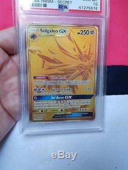 Sale! PSA 10 Pokemon ULTRA PRISM Solgaleo GX 173/156 SECRET RARE GOLD CARD MINT