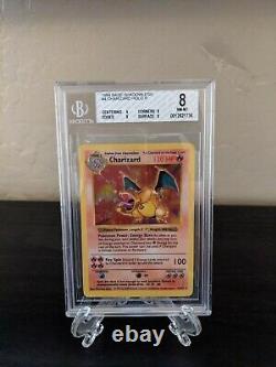 Shadowless Charizard 4/102 Base Set Near Mint 8 BGS Pokemon Card Holo Foil Rare
