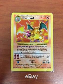 Shadowless Charizard 4/102 Holo Rare Base Set Pokemon Trading Card EX
