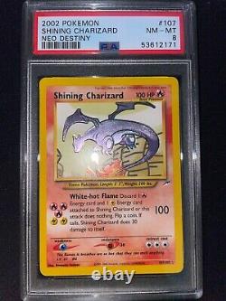 Shining Charizard 107/105 NEO DESTINY Graded Pokemon Card PSA 8