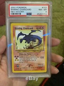 Shining Charizard Pokemon Card Neo Destiny 107/105 Secret Rare PSA Graded 8 NM-M