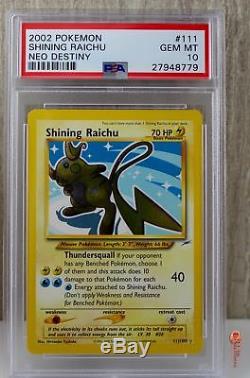 Shining Raichu Secret Rare Pokemon Card 111/105 Neo Destiny Set PSA 10 GEM MINT