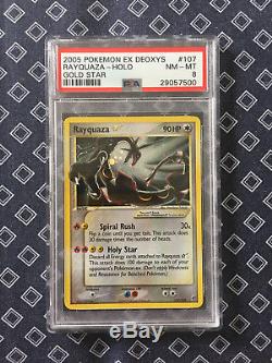 Swirl Holo PSA 8 Rayquaza Gold Star (Deoxys EX) 107/107 Ultra Rare Pokemon Card
