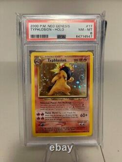TYPHLOSION SWIRL PSA 8 Neo Genesis Holo Rare Pokemon Card Unlimited 17/111 WOTC