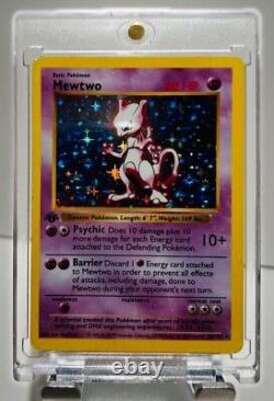 VINTAGE SUPER RARE! Mewtwo 1st Edition Holo Base set 10/102 SHADOWLESS c. 1999