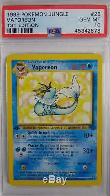 Vaporeon 28/64 Jungle 1st Edition PSA 10 Gem Mint Rare Pokemon Card