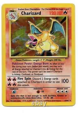 Vintage Charizard Base Set 4/102 Holo Foil Rare Pokemon Card Damaged