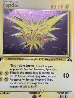 ZAPDOS Pokemon Card WOTC 1st Edition Fossil 15/62 HOLO NM