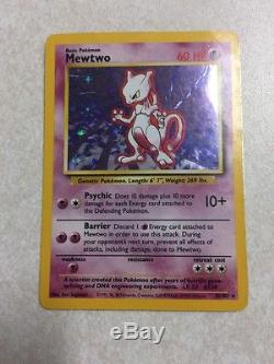 1995 Rare Holo Foil Mewtwo Carte Pokémon À La Fine Pointe De La Premiére 10/102