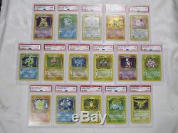 1999-2000 Uk Base Set 4ème Lot Complet De 16 Psa 9 Mint Holo Rare Pokemon Cards